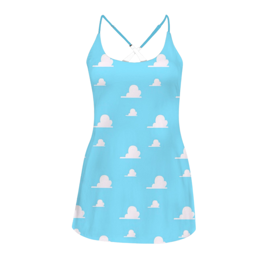 Cloud Print Criss Cross Back Active Dress