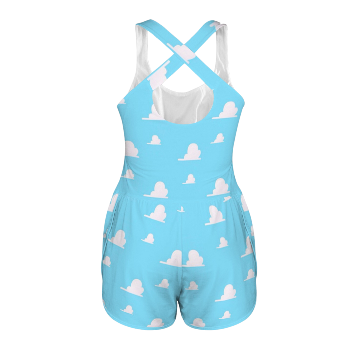 Clouds Cutout Cross Back Active Romper