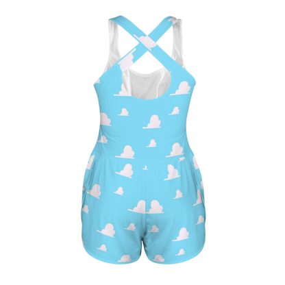 Clouds Cutout Cross Back Active Romper