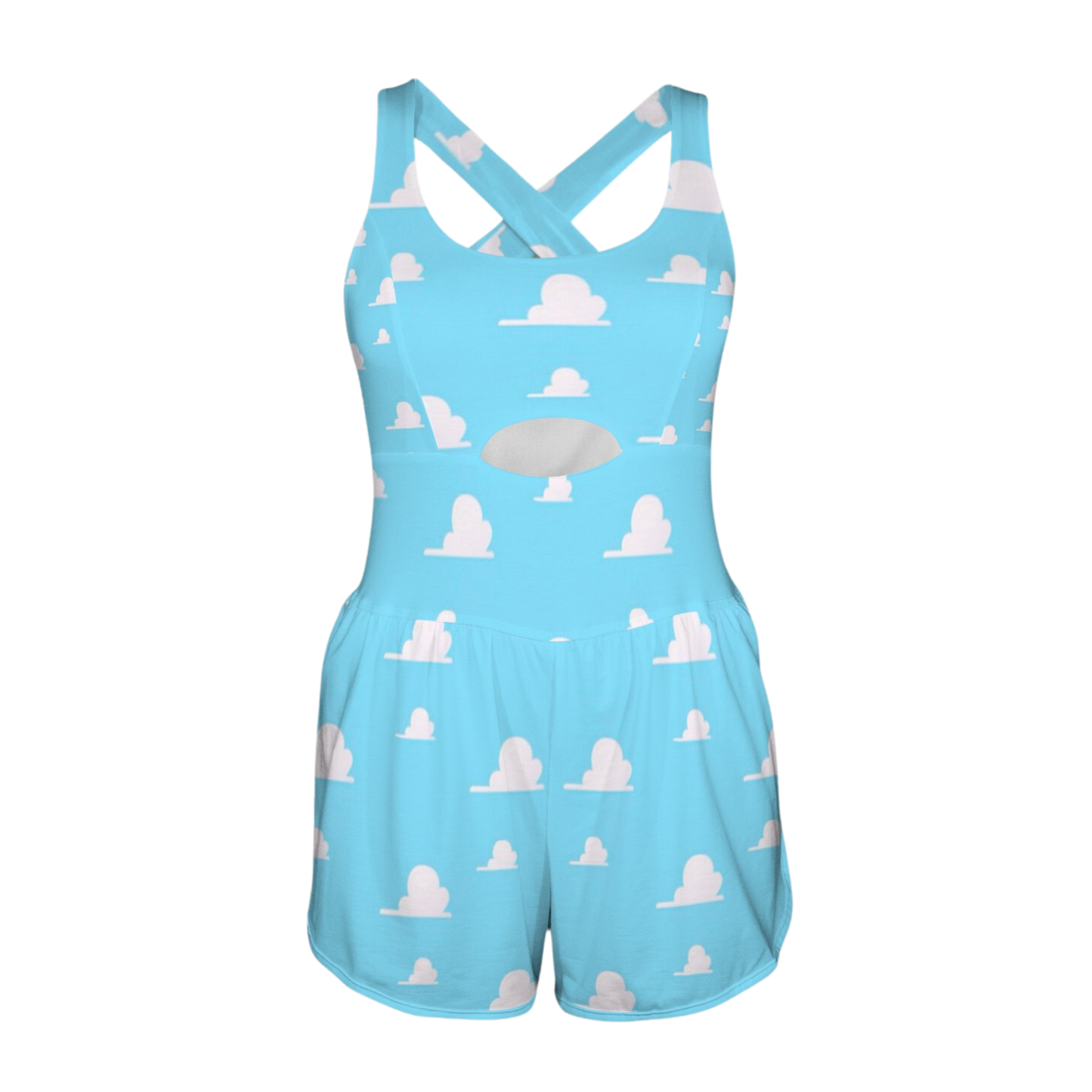 Clouds Cutout Cross Back Active Romper