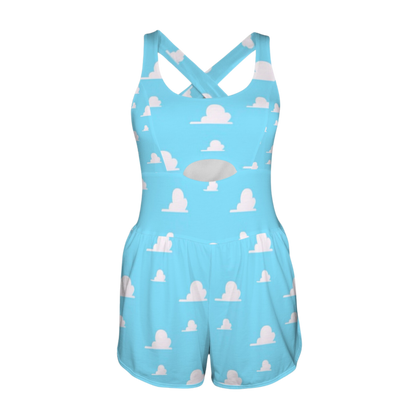 Clouds Cutout Cross Back Active Romper