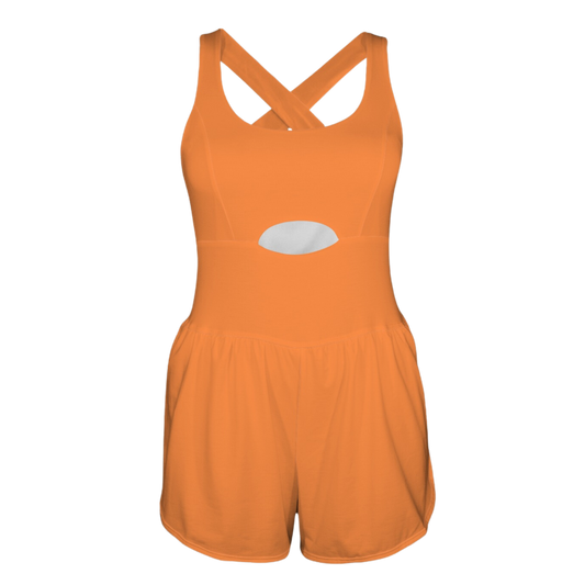 Clownfish Orange Cutout Cross Back Active Romper