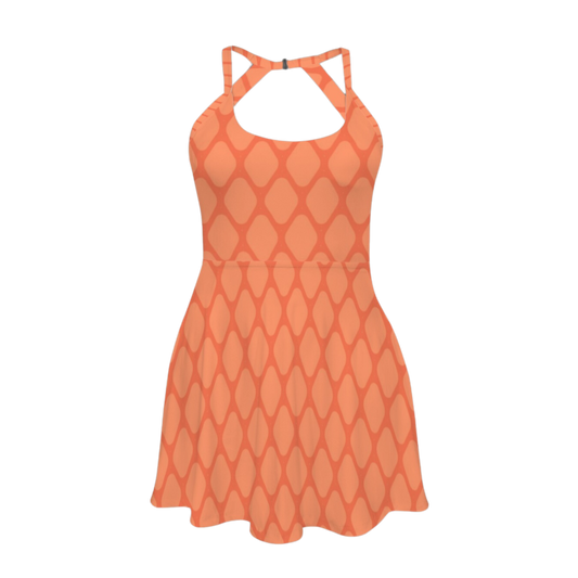 Clownfish Scales Open Back Flare Skirt Active Dress