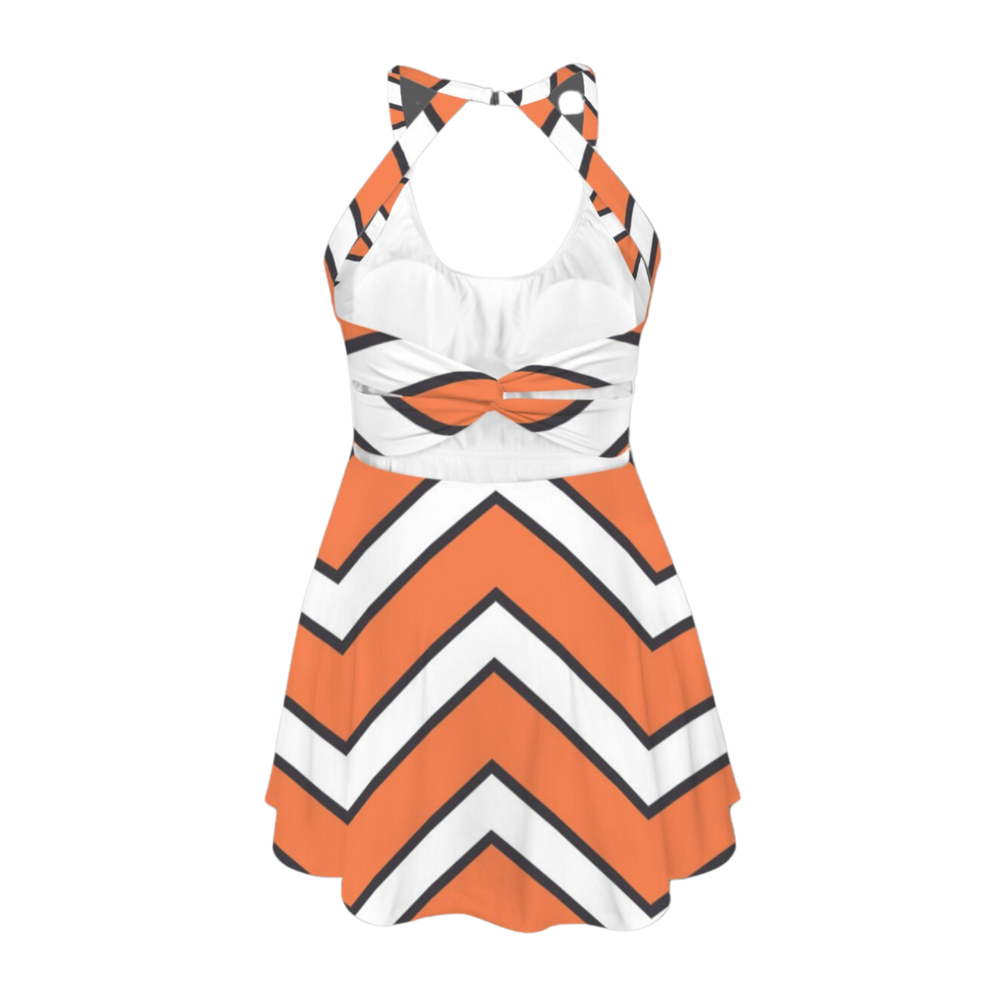 Clown Fish Stripes Open Back Flare Skirt Active Dress