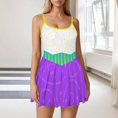 esmeralda pleat active dress yellow straps