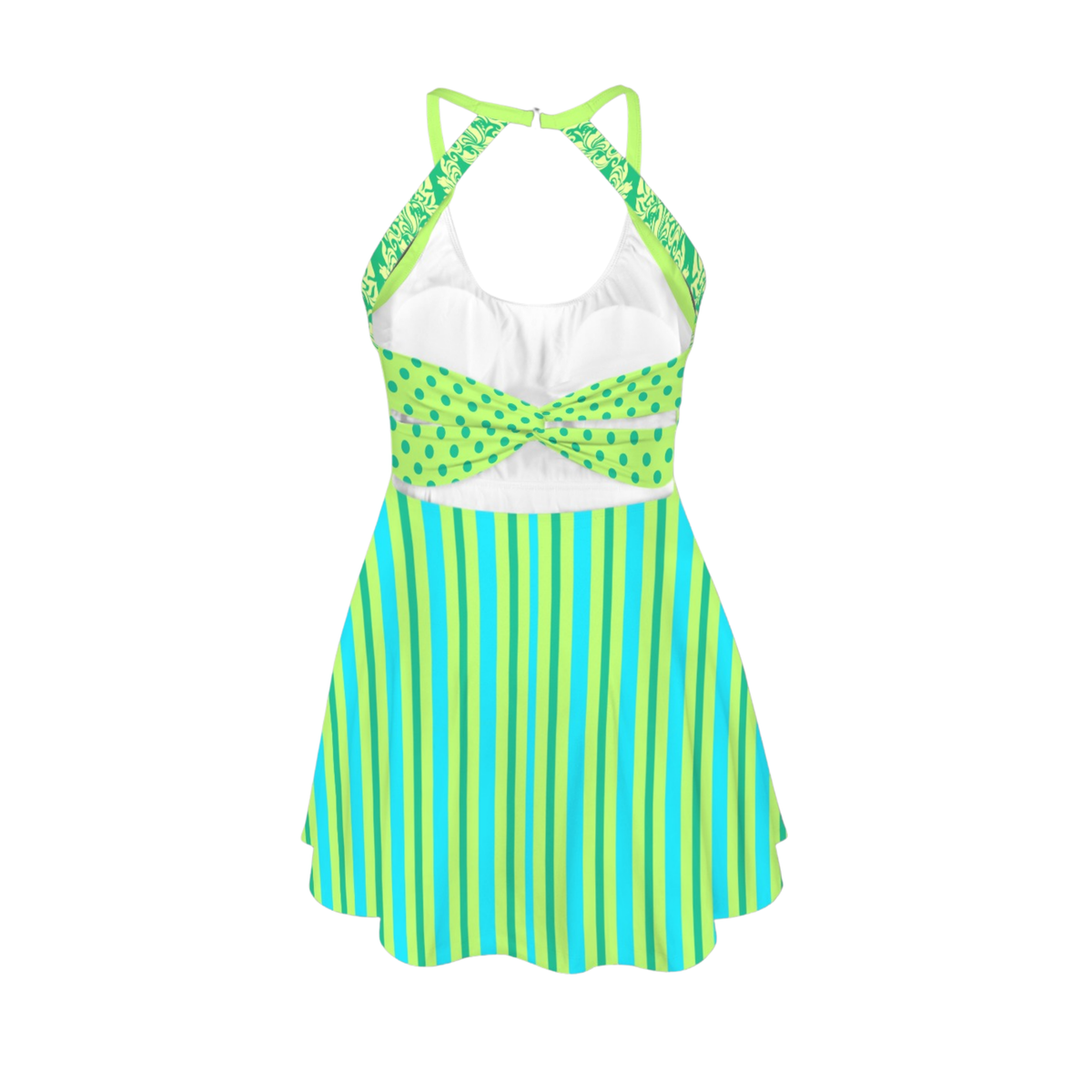 Evil Stepsister Green Open Back Flare Skirt Active Dress
