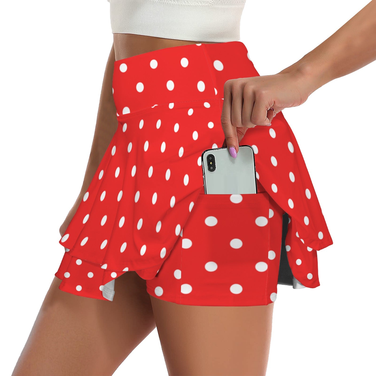 dotsred. ruffle skort