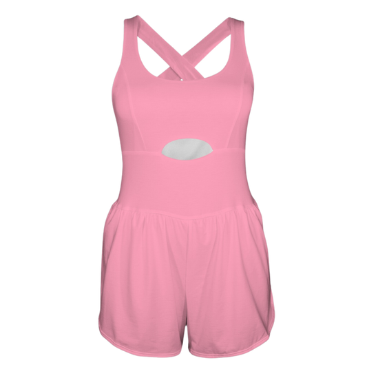 Embarrassed Pink Cutout Cross Back Active Romper