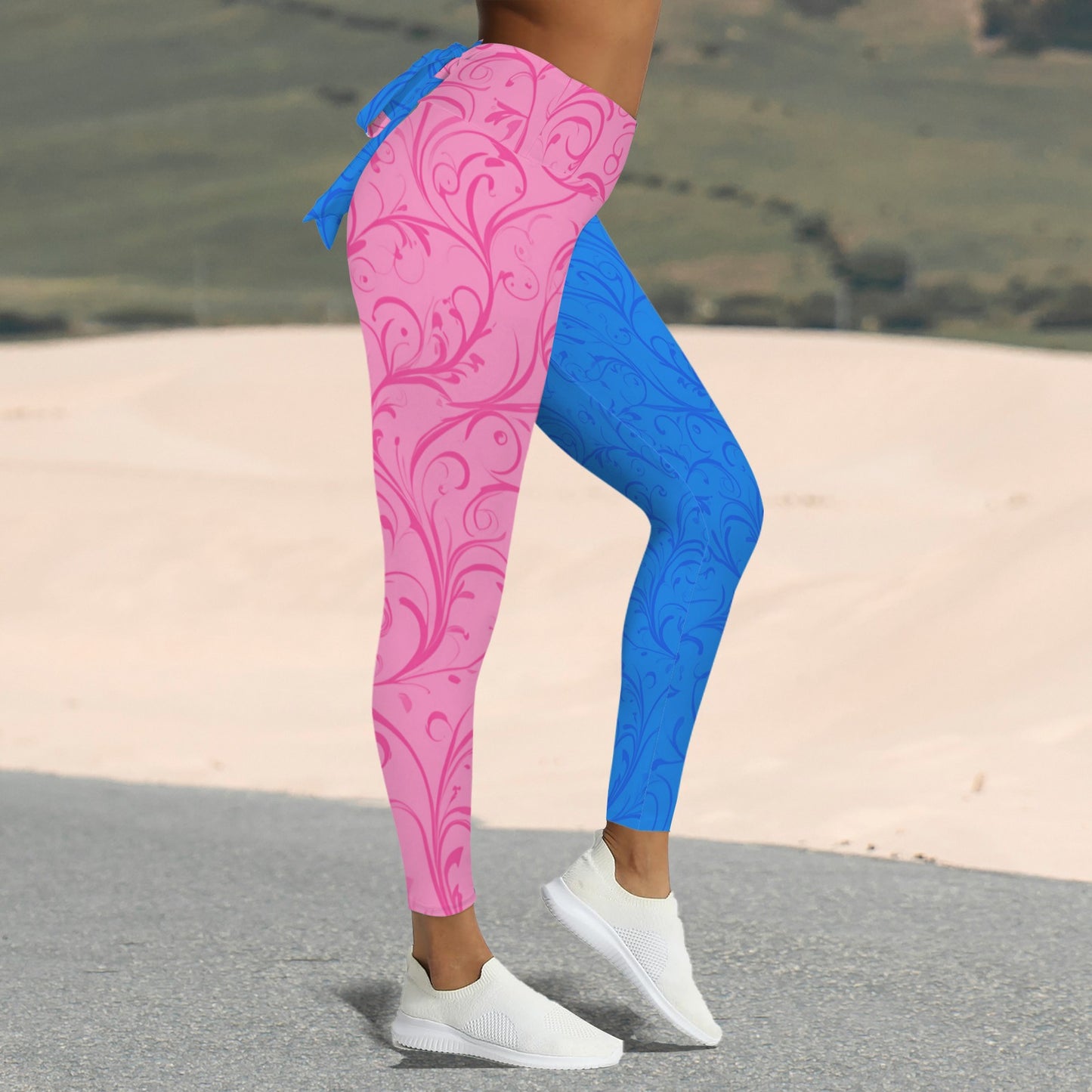 aurorapinkblue. bow leggings