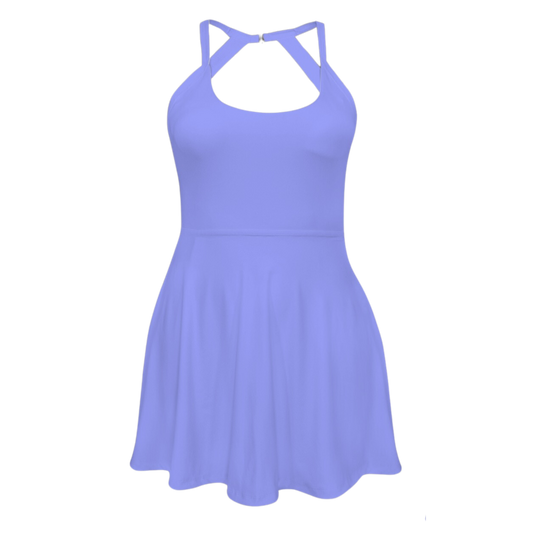 Fairy Godmother Periwinkle Open Back Flare Skirt Active Dress