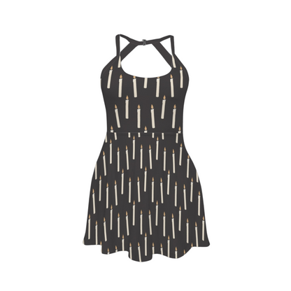 Floating Candles Open Back Flare Skirt Active Dress