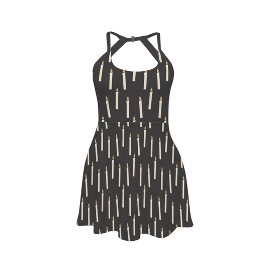 Floating Candles Open Back Flare Skirt Active Dress