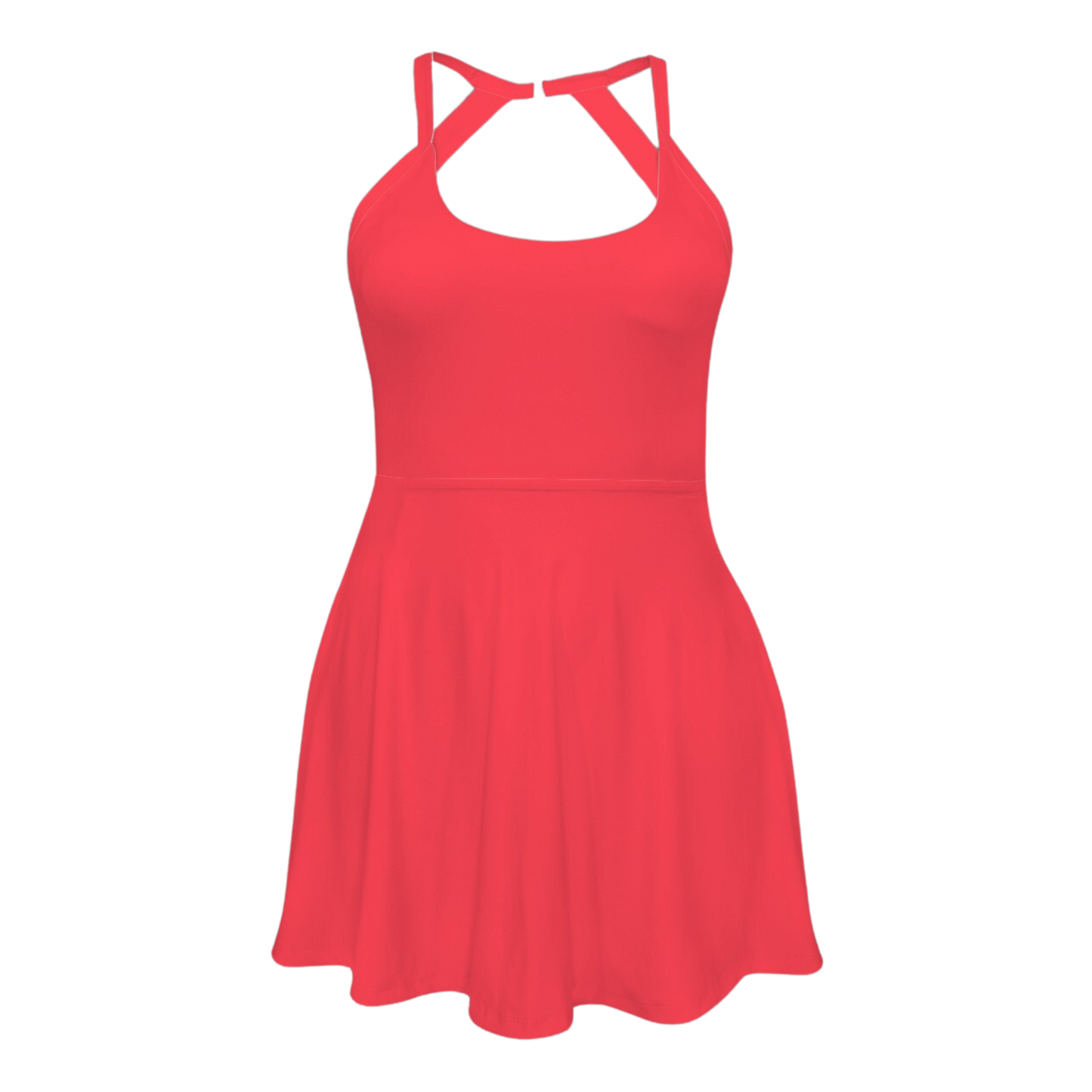 Flora Red Open Back Flare Skirt Active Dress