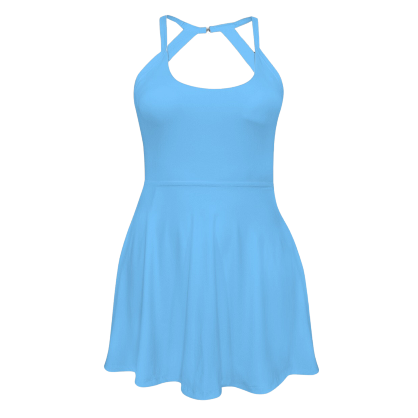 Genie Blue Open Back Flare Skirt Active Dress