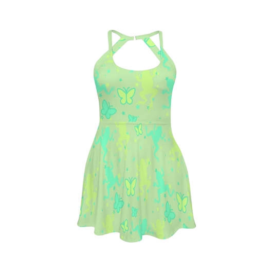 The Child Open Back Flare Skirt Active Dress