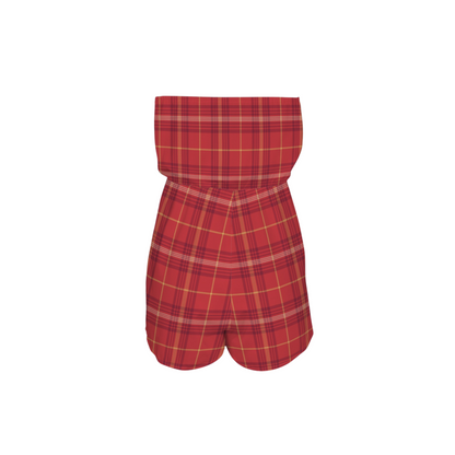 Houses Plaid Strapless Romper