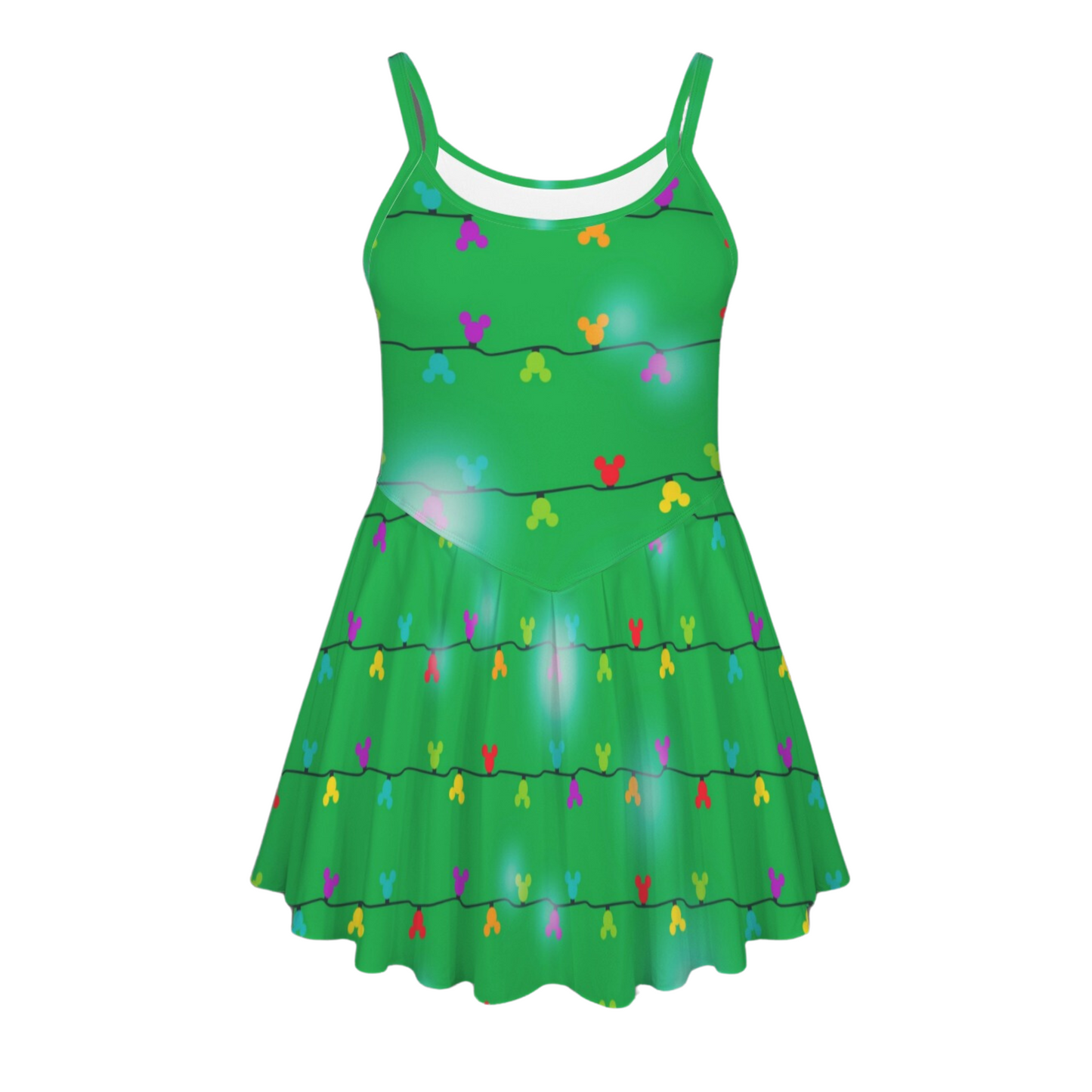 Mouse Lights Green Pleat Skirt Active Dress