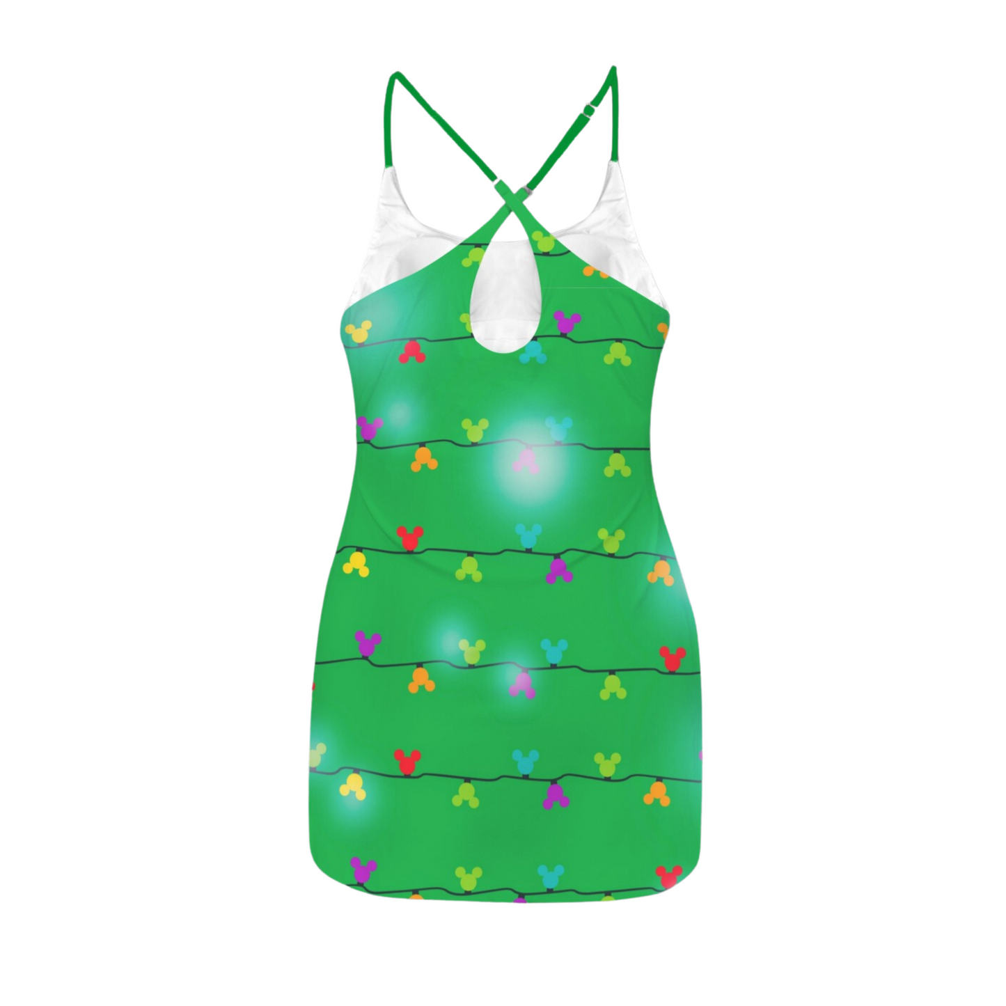 Mouse Lights Green Criss Cross Back Active Dress