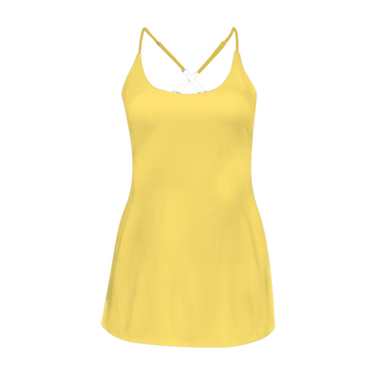 Not A Guppy Yellow Criss Cross Back Active Dress