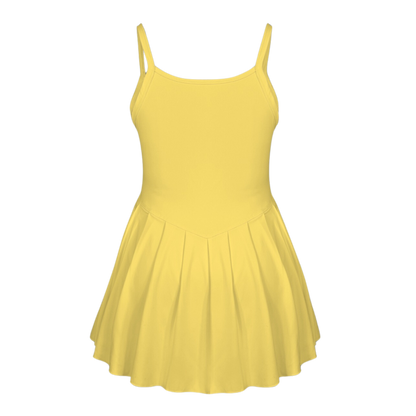 Not a Guppy Yellow Pleat Skirt Active Dress