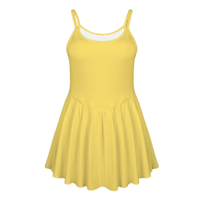 Not a Guppy Yellow Pleat Skirt Active Dress