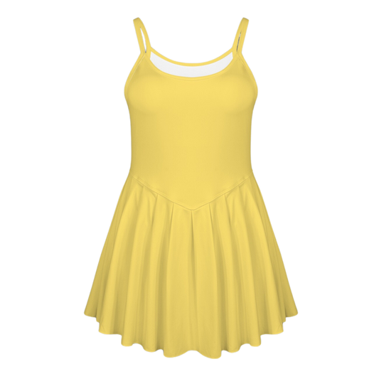 Not a Guppy Yellow Pleat Skirt Active Dress