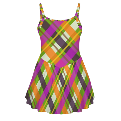Halloween Plaid Pleat Skirt Active Dress