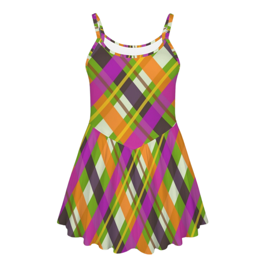 Halloween Plaid Pleat Skirt Active Dress
