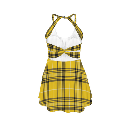 Badger House Plaid Open Back Flare Skirt Active Dress
