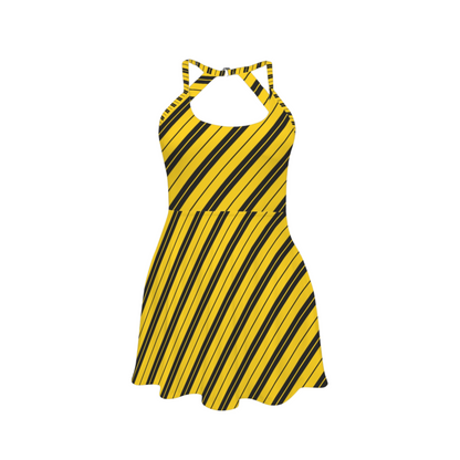 Houses Stripes Open Back Flare Skirt Active Dress