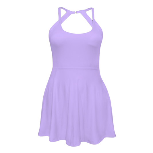 Imagination Purple Open Back Flare Skirt Active Dress