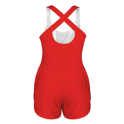 Incredible Red Cutout Cross Back Active Romper