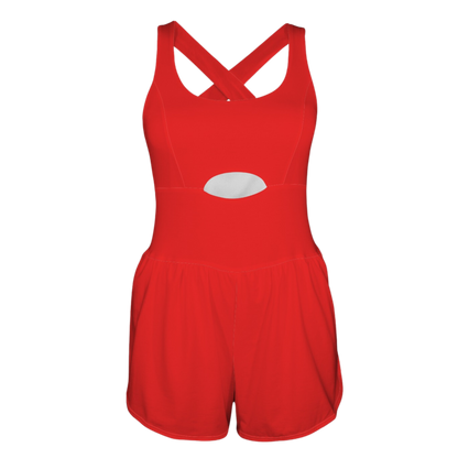 Incredible Red Cutout Cross Back Active Romper