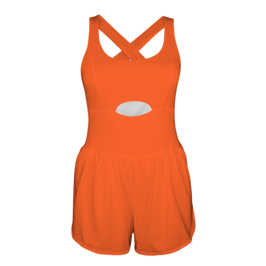 Jaq Orange Cutout Cross Back Active Romper