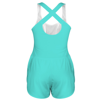 Jasmine Aqua Cutout Cross Back Active Romper