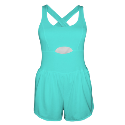 Jasmine Aqua Cutout Cross Back Active Romper