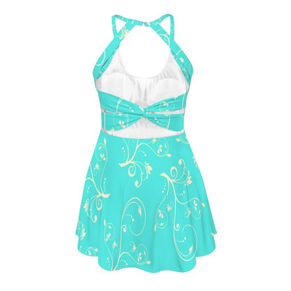 Jasmine Swirl Open Back Flare Skirt Active Dress