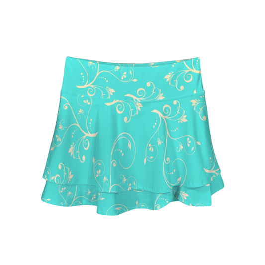 Jasmine Swirl Ruffle Active Skort