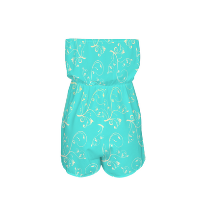Jasmine Swirl Strapless Romper