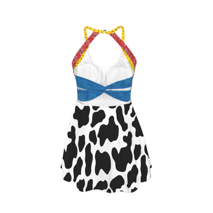 Cowgirl Open Back Flare Skirt Active Dress