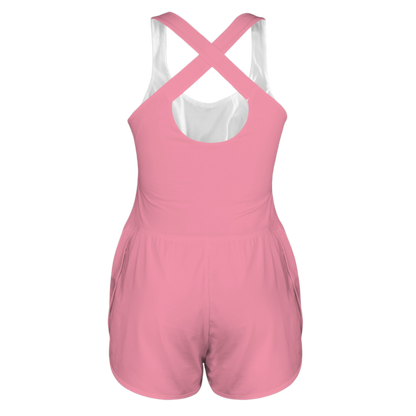 I'm a Lady Pink Cutout Cross Back Active Romper