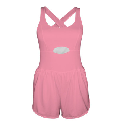 I'm a Lady Pink Cutout Cross Back Active Romper