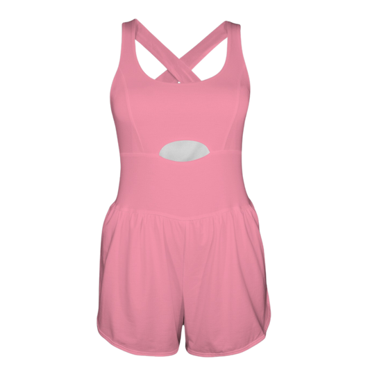 I'm a Lady Pink Cutout Cross Back Active Romper