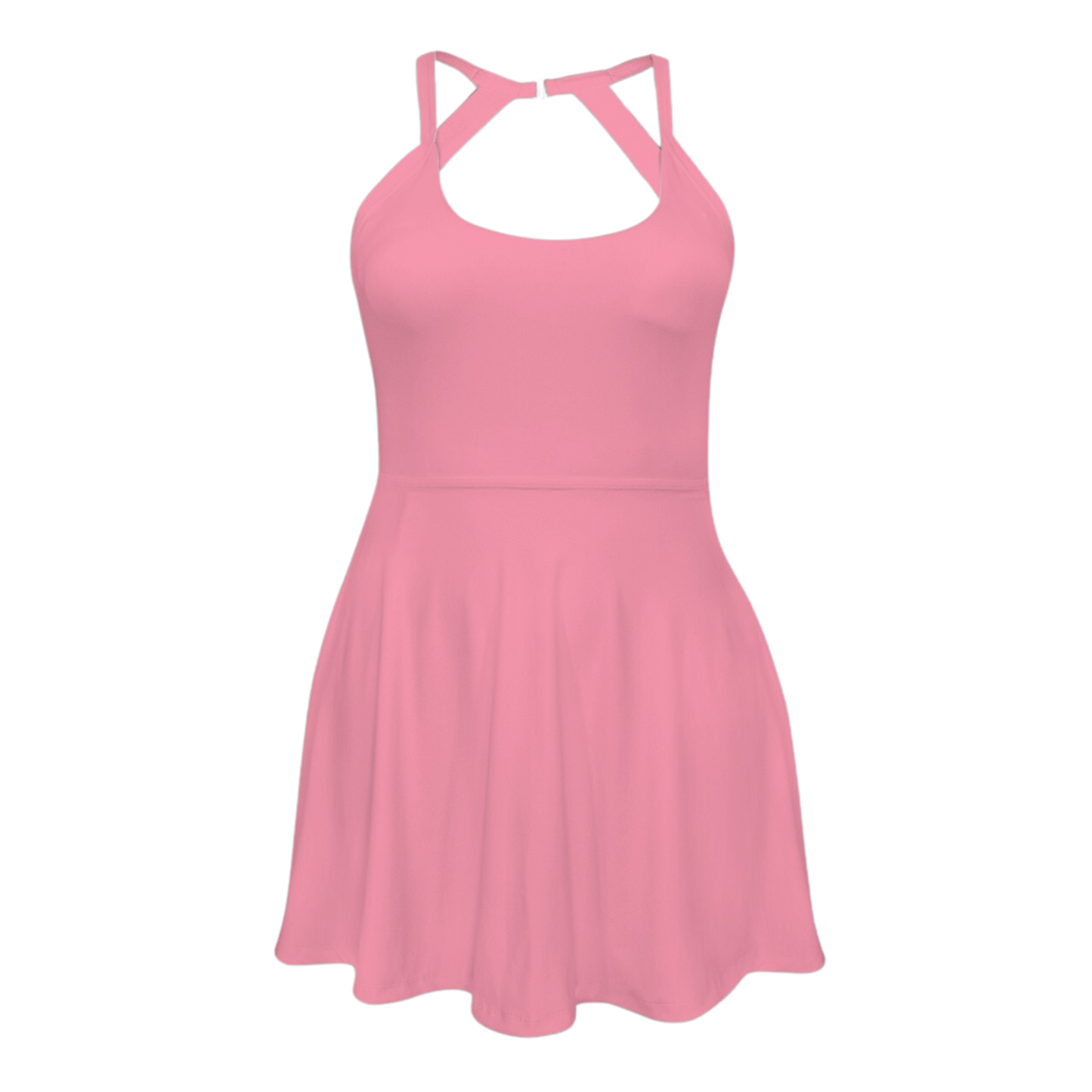 I'm a Lady Pink Open Back Flare Skirt Active Dress