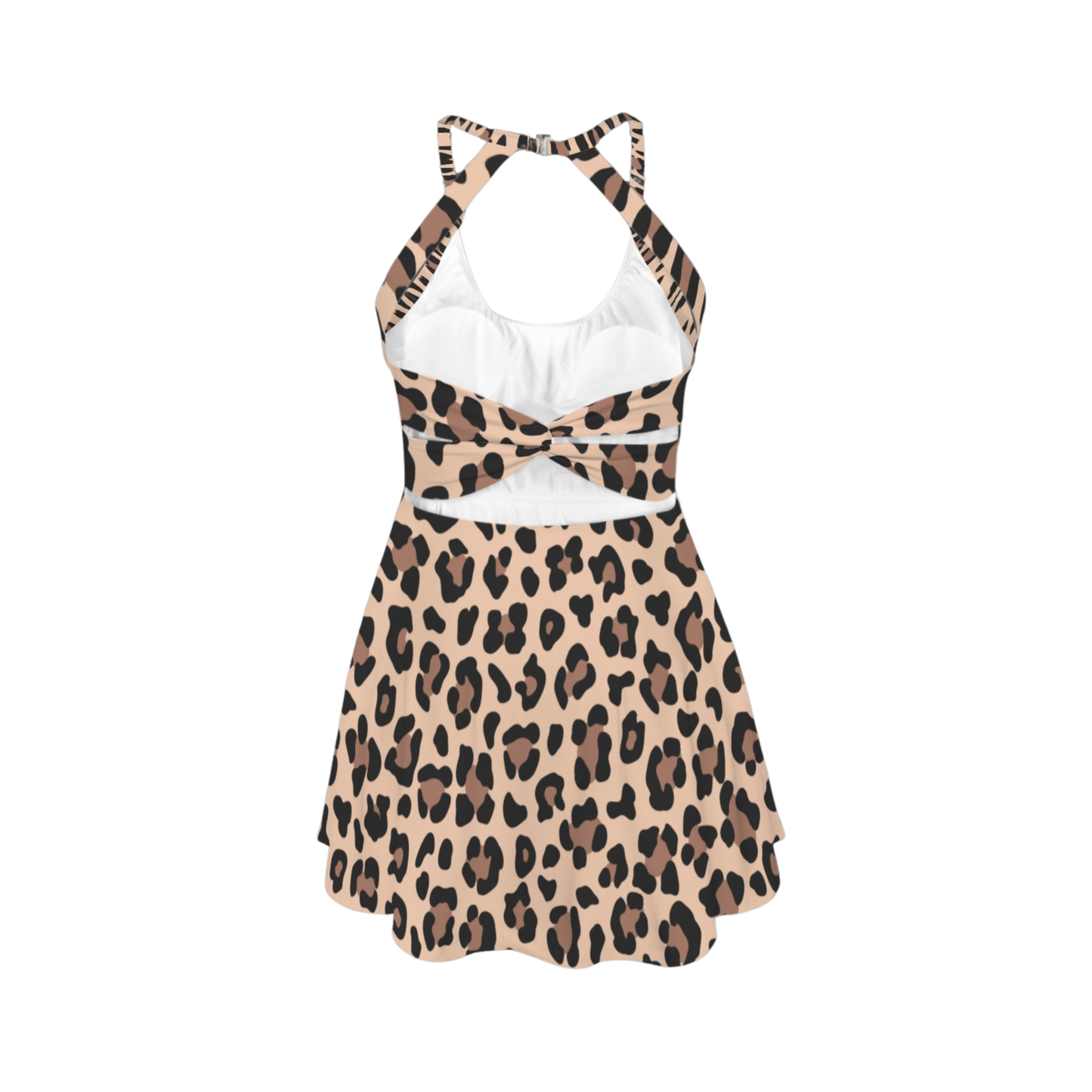 Animal Print Open Back Flare Skirt Active Dress