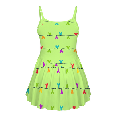 Mouse Lights Lime Pleat Skirt Active Dress