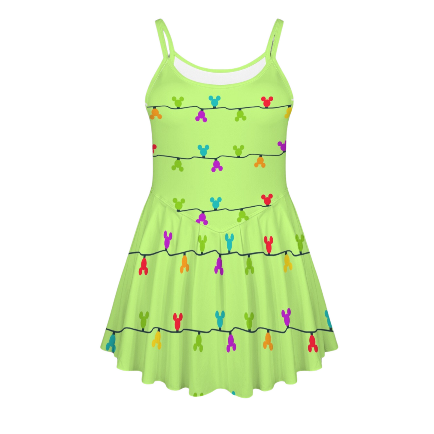 Mouse Lights Lime Pleat Skirt Active Dress