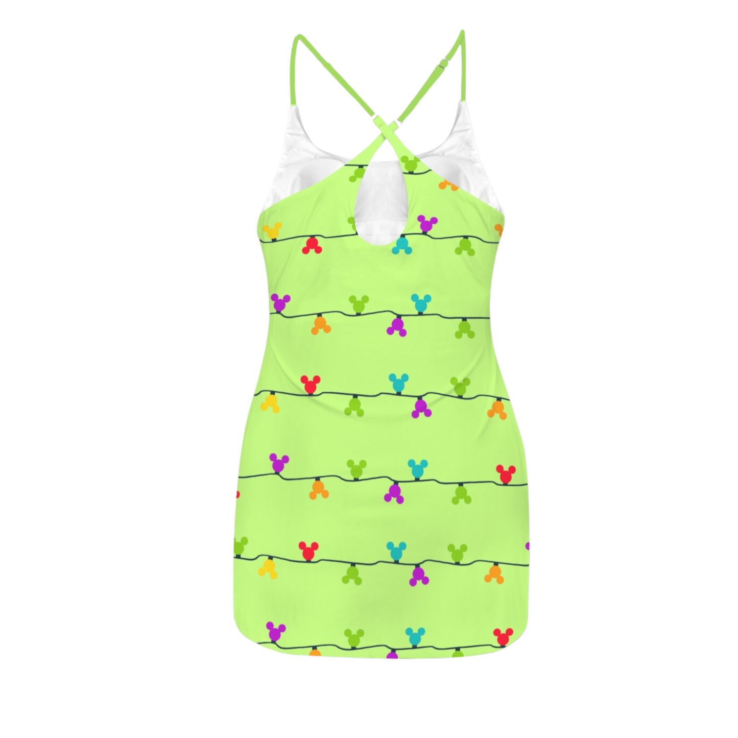 Mouse Lights Lime Criss Cross Back Active Dress