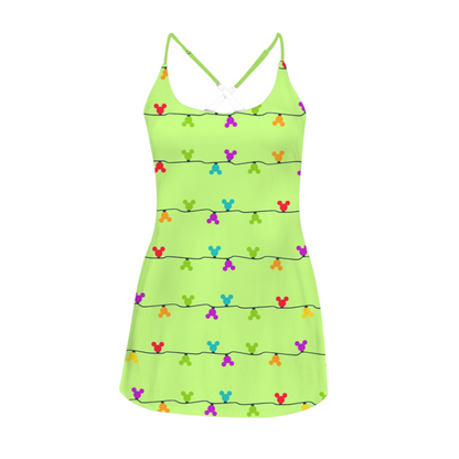 Mouse Lights Lime Criss Cross Back Active Dress