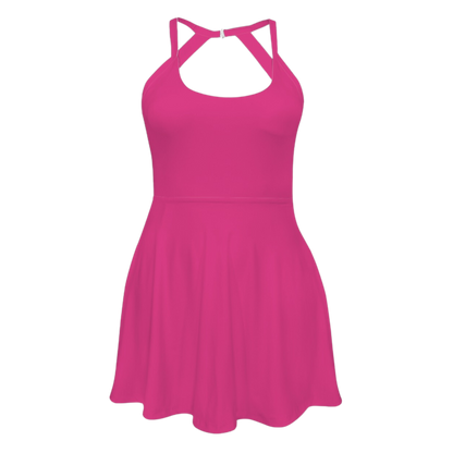 Lots O' Pink Open Back Flare Skirt Active Dress